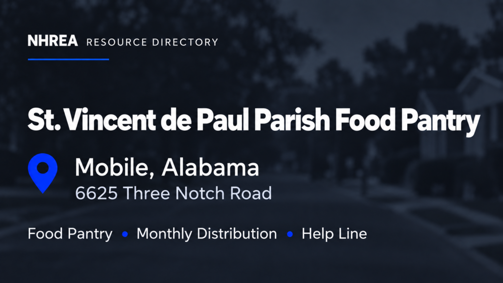 St. Vincent de Paul Parish Food Pantry resource listing in Mobile, Alabama