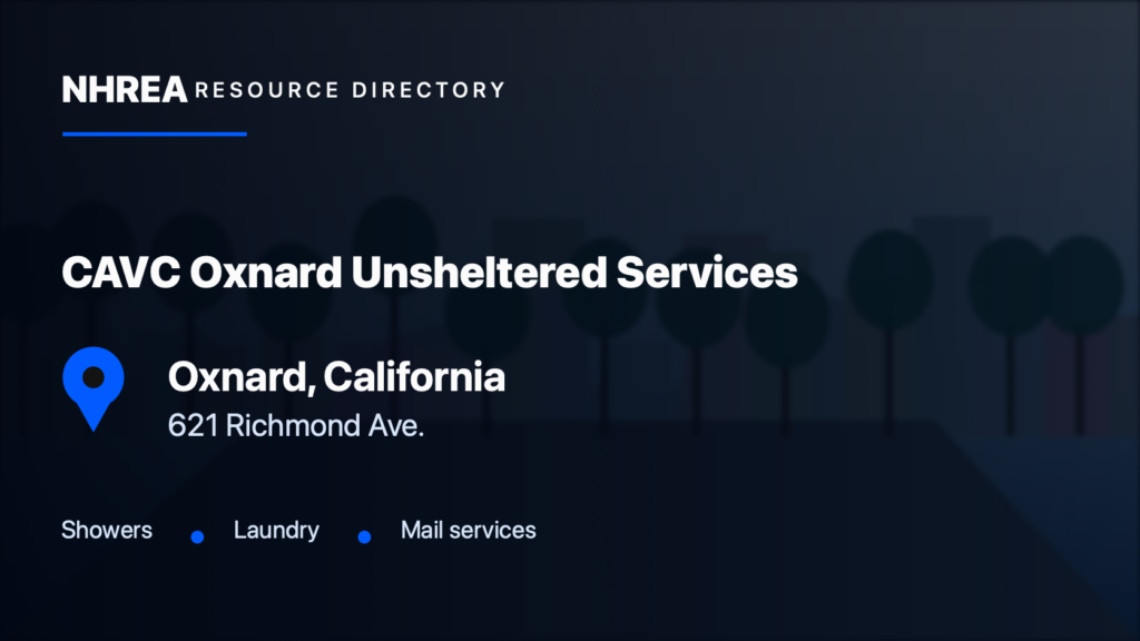 Community Action of Ventura County – Unsheltered Services — Oxnard, California. NHREA resource directory card.
