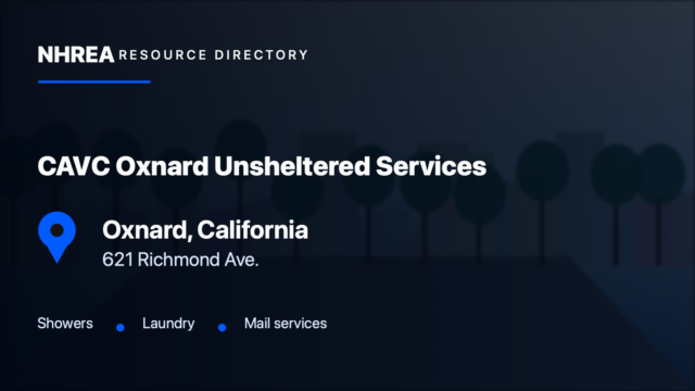 Community Action of Ventura County – Unsheltered Services — Oxnard, California. NHREA resource directory card.