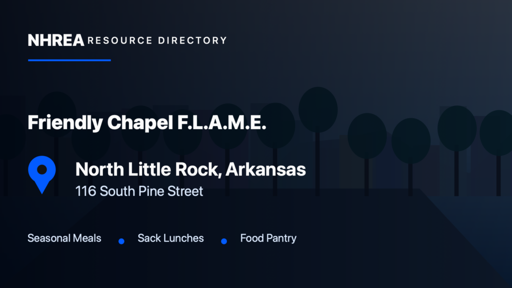Friendly Chapel — F.L.A.M.E. Food Ministries resource listing in North Little Rock, Arkansas