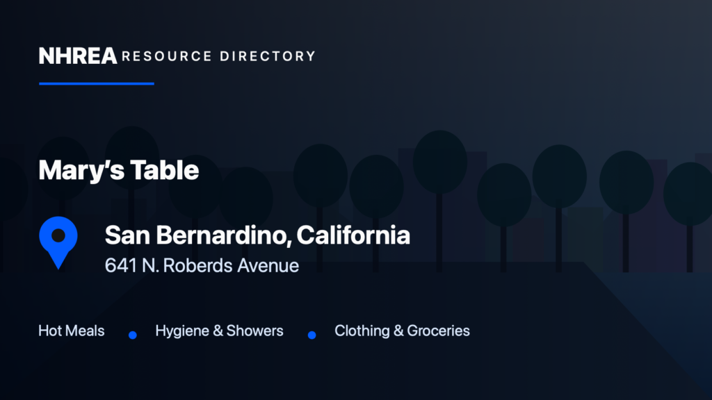 Mary’s Mercy Center — Mary’s Table resource listing in San Bernardino, California