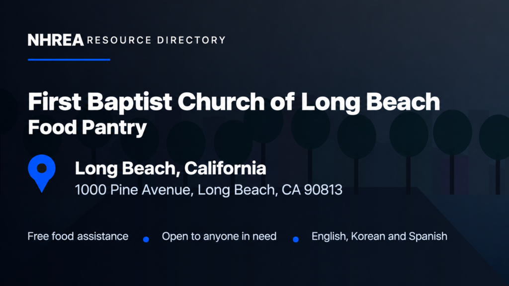 NHREA First Baptist Church of Long Beach Food Pantry listing