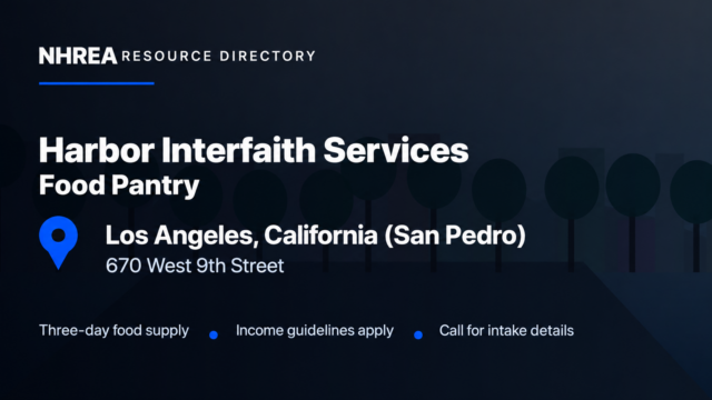 NHREA — Harbor Interfaith Services Food Pantry, 670 West 9th Street, Los Angeles, California (San Pedro).