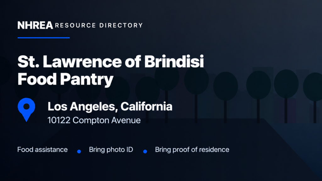 NHREA resource listing for St. Lawrence of Brindisi Food Pantry, Los Angeles, California