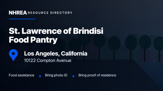 NHREA resource listing for St. Lawrence of Brindisi Food Pantry, Los Angeles, California